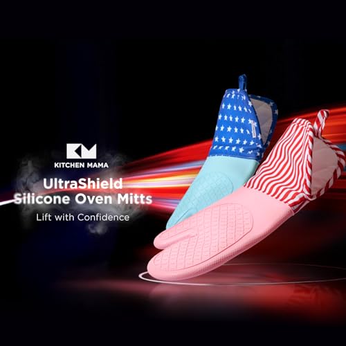 Kitchen Mama UltraShield Silicone Oven Mitts, USA Flag - color: American Flag
