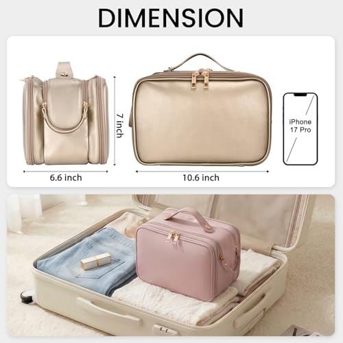 HauteHues Travel Makeup Bag Women's Large Capacity Cosmetic Organize Copper - color: Copper