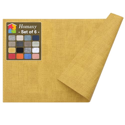 Homaxy PU Faux Leather Placemats for Dining Table, Set of 6, Yellow - color: Yellow