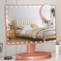 FUNTOUCH Large Lighted Makeup Mirror with Lights (Rose Gold) - color: Rose Gold D