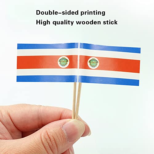 mflagperft Costa Rica Toothpick Flags 100 Pack, Costa Rican Flag Picks - color: Costa Rica