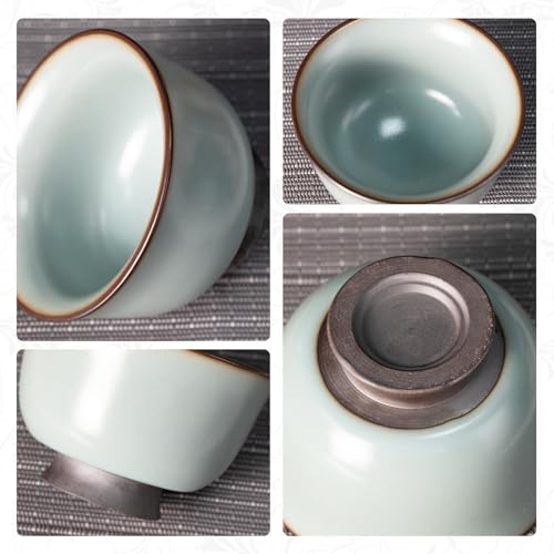 KAMMAK Japanese Tea Cups, 4 Oz Small Handmade Ceramic Teacups, Set of 2 - style: GN04