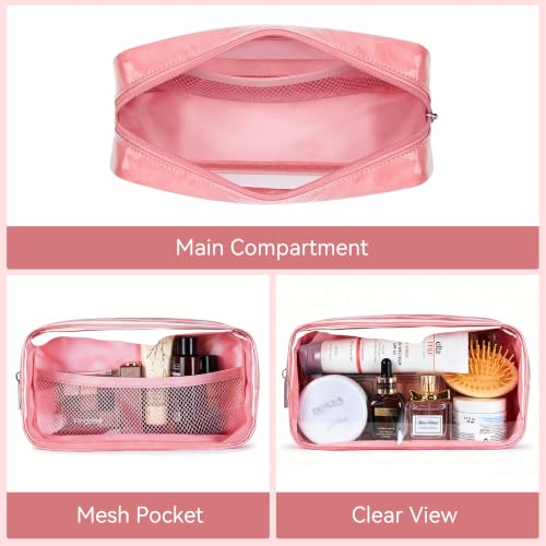 WLLWOO 2pcs Clear Makeup Bag Mini Cosmetic Pouch Travel Toiletry Organizer - color: 2pcs-Pink