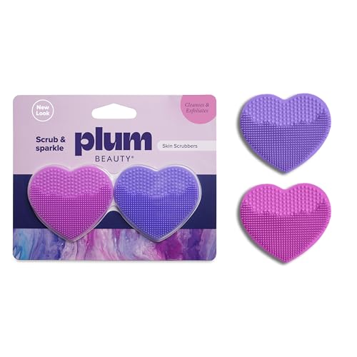 Plum Beauty Heart-Shaped Silicone Skin Scrubber with Suction Cup Mount