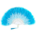 BABEYOND 1920s Marabou Feather Folding Hand Fan - color: Y-gradient Blue