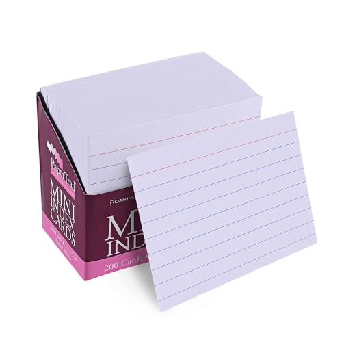 Roaring Spring Mini Index Cards 3"x2.5", 200 Count, 100# White Single Sided Ruled Paper, In Convent Tray Holder, Blank on Back (Pack of 1) - color: White, size: 3"x2.5" (Pack of 1), style: 200 Count (1 Pack)