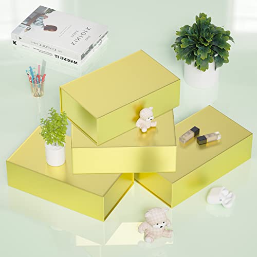 RYDDOY Gold Gift Box, 9.5x6x3'' Gift Boxes with Lids for Presents - color: Gold, size: 9.5 x 6 x 3 Inch