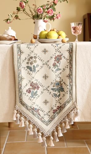 Patdrea Designer French Elegant Linen Table Runner,12"X71"-Audrey A - color: Audrey a Linen, size: 12"*71"