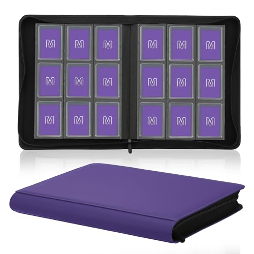 Toploader Binder, 9-Pocket 288 Cards Holder for 3"x4" Rigid Card Sleeves - color: 9Purple6