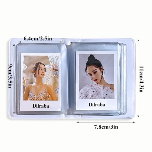 3 Inch Photocard Album Mini Photo Album, Love Heart Hollow Photocard Id Holder 40 Pockets With Bear Pendant - color: Red