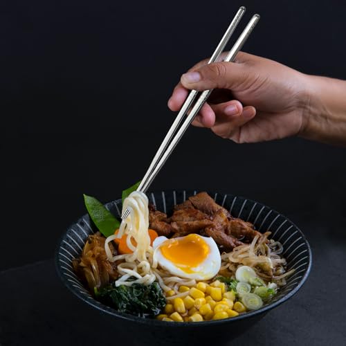IQCWOOD 304 Stainless Steel Chopsticks, 5 Pairs, Silver - color: Silver Classic