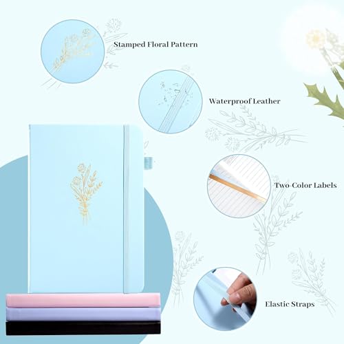 Lined Journal Notebook for Women Cute Leather Notebooks for Writing - color: Blue