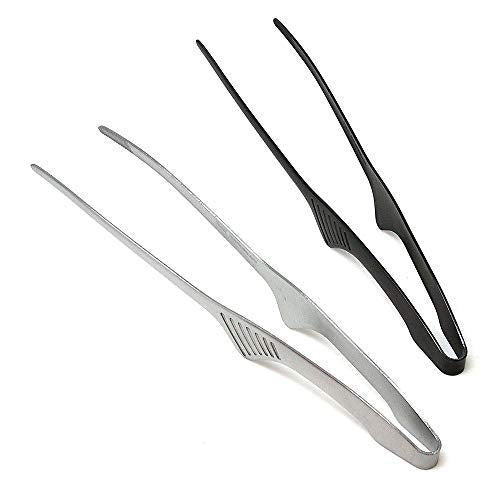 Todai 9.4-Inch Stainless Steel Non-Slip Yakiniku BBQ Tongs (Black)