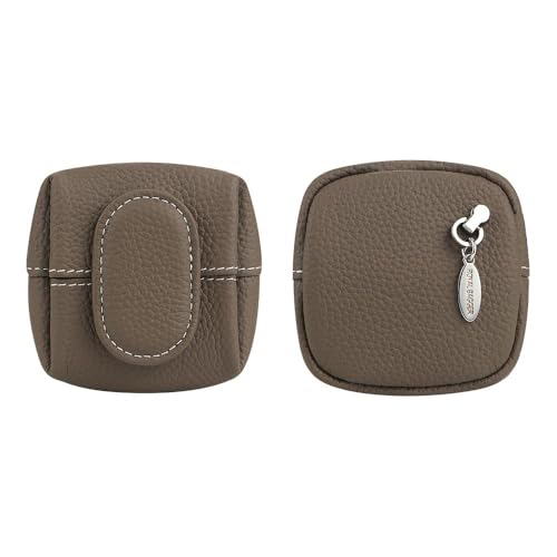 Royal Bagger Genuine Cowhide Leather Coin Purse for Women, Lychee Pattern Mini Change Pouch with Buckle Closure, Compact Accessory Bag 1603 (Coffee) - color: Coffee