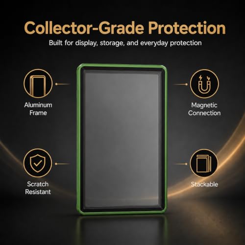 PSA Slab Case, Magnetic 9-Point Lock Display Protector,Green - color: Green
