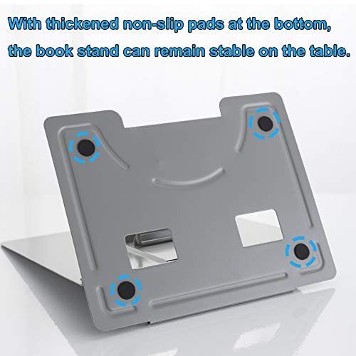 MSDADA Desk Book Stand Metal Reading Book Holder Angle Adjustable Stand - color: Grey