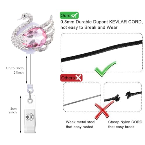 Crystal Badge Reel Retractable ID Holder with Swan Sunflower Design 2 Pack - color: Swan & Sunflower