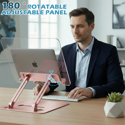 Acrylic Adjustable Book Stand, Reading Stand with Lift Design, High-Density Alloy Desktop Document Holder for Document Recipe, Cookbook, Music Book (Rose) - color: Rose