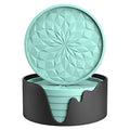 ME.FAN Silicone Coasters with Holder,[6 Pack] Drinking Coasters - Cup Mat for Hot or Cold Drinks, Thickened, Non-Slip, Non-stick,Deep Tray Mint Green - color: Mint Green