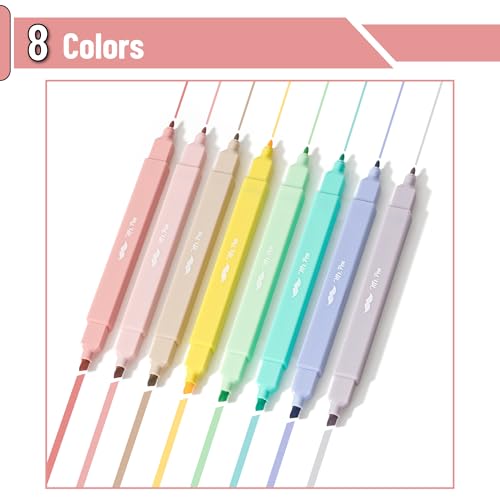Mr. Pen- Dual Tip Aesthetic Highlighters, 8 pcs, Chisel & Fine Tip - color: Pastel, size: 8 Pack
