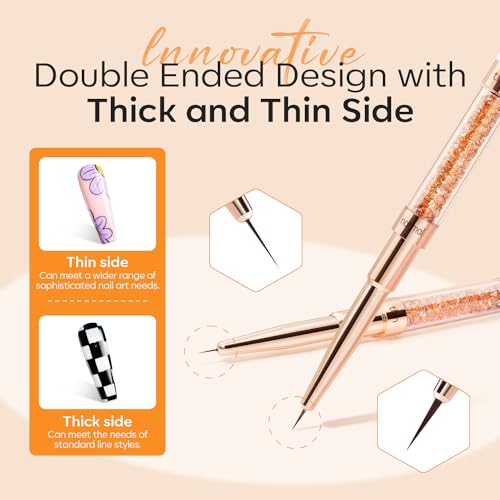 Modelones Nail Art Brushes Dual-ended Fine Liner Gel Polish 7/11/15/20mm - color: orange