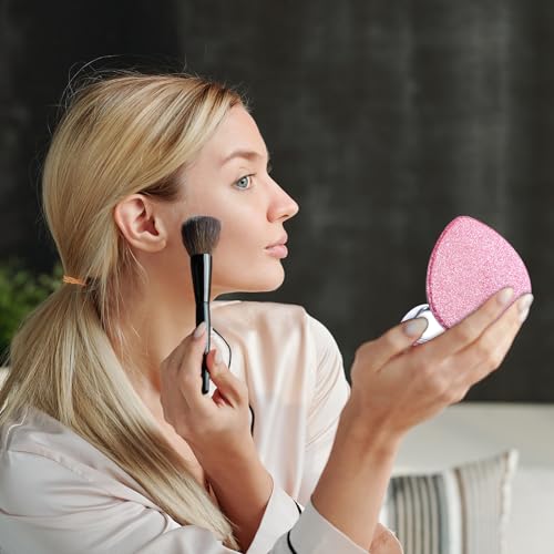 Mabor Heart Compact Mirror Magnifying, Double Sided Glitter Makeup Mirror