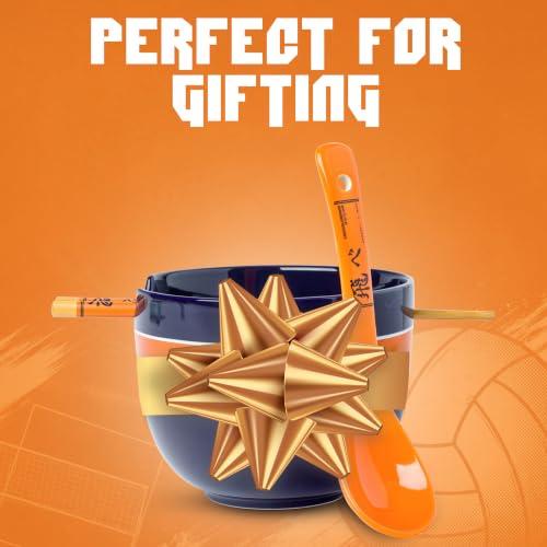 Silver Buffalo Haikyu! Karasuno High School Volleyball Club Ceramic Ramen Bowl with Chopsticks and Spoon, 20 Ounces - color: Haikyu!!, size: 20 Ounces (With Spoon)