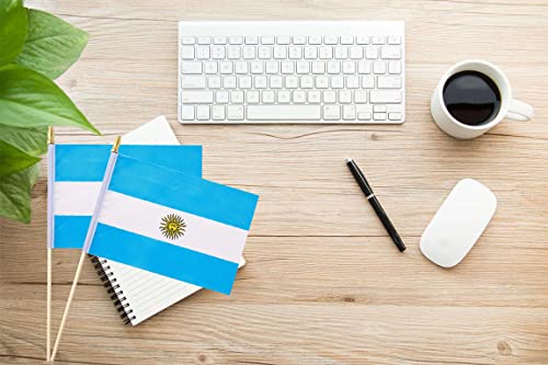 25Pack Small Argentina Flag Handheld Mini Argentine Flag on Stick 5x8 Inch - color: Argentina