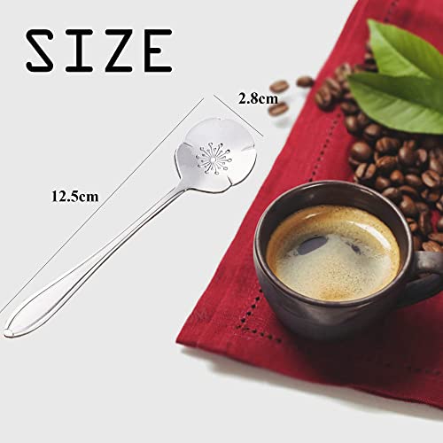 16 Pieces Tea Spoon Coffee Teaspoon Set, PBIEHSR Stainless Steel Flower Spoons for Stirring Drink Mixing Milkshake Jam - style: Silver