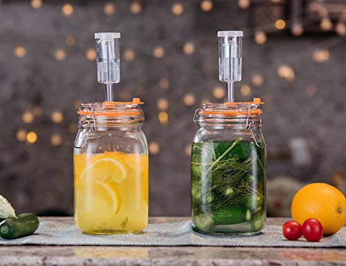 JILLMO 1.5L Wide Mouth Glass Fermentation Jar with Airlock & Weight, 2 Pack - size: 1.5 Liter