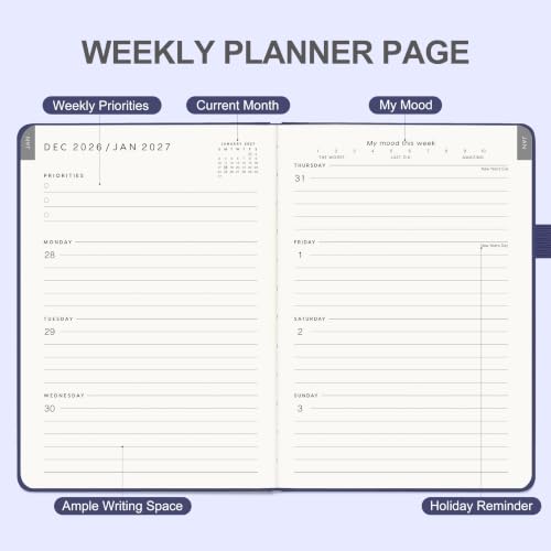 &And Per Se 2027 Planner, 12-Month Monthly & Weekly, 2027 Calendar Planner with 100gsm Paper, A5 Hardcover Faux Leather, 5.7" x 8" (Royal Blue) - color: Royal Blue, size: 5.7" x 8"(Jan 2027-Dec 2027)
