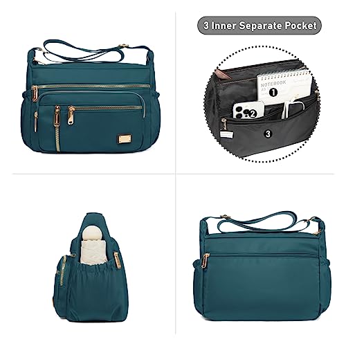 NPBAG Crossbody Bag for Women, Shoulder Purse Handbag Messenger Bag, Trendy Pocketbooks, Waterproof and Multi-Pockets - color: Teal Blue