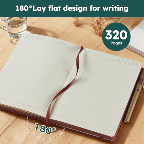 FOCUS DAY A5 Journal Notebook for Women Men, 320 Pages Lined Journaling Notebook with 100GSM Thick Paper, Hardcover Leather Note book for Work Writing Note Taking Diary, School, 5.7'' X 8.4'', Green - color: 10.Green, size: A5