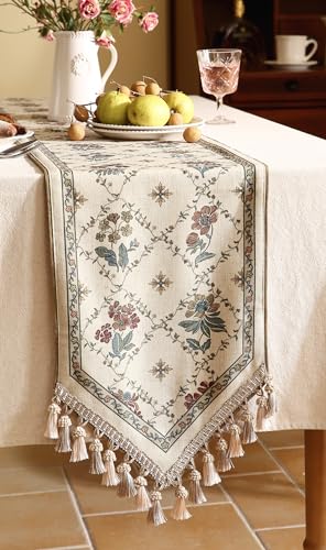 Patdrea Designer French Elegant Linen Table Runner,12"X87"-Audrey A - color: Audrey a Linen, size: 12"*87"
