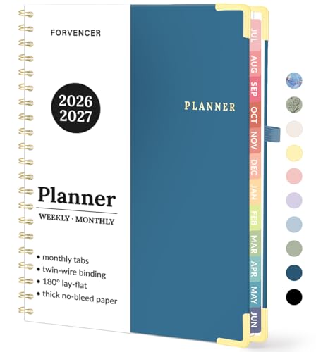Forvencer Academic Planner 2026-2027, Weekly & Monthly Hardcover Planner A4 - color: Navy Blue, size: 8.5" x 11" (Jul 2026 - Jun 2027)
