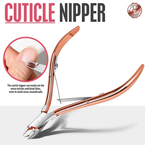 FANDAMEI Cuticle Trimmer, Cuticle Kit, Cuticle Pusher, Cuticle Nippers - color: Rosegold