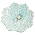 4" Datura Flower Ceramic Jewelry Dish, Ring Tray for Women(Azure) - color: Azure
