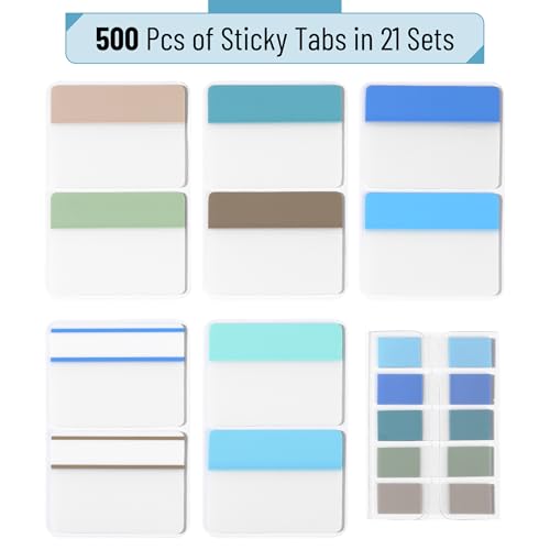 Mr. Pen- Sticky Index Tabs, 500 Pcs, 21 Sets, Colorful - color: Beach