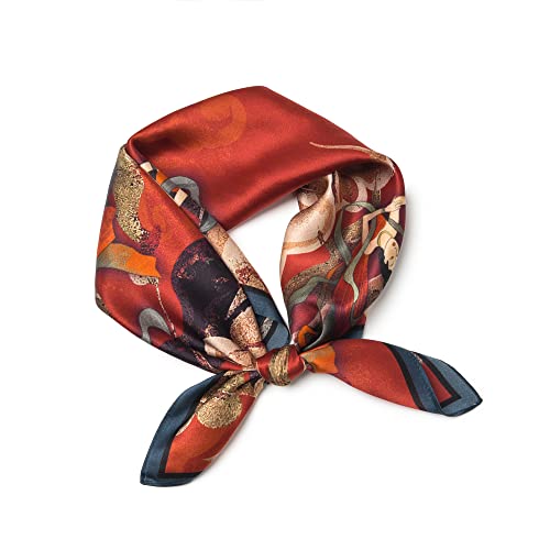 100% Mulberry Silk Scarf - 25.6" Square Neckerchief & Headscarf Gift Packed - color: Deep Red