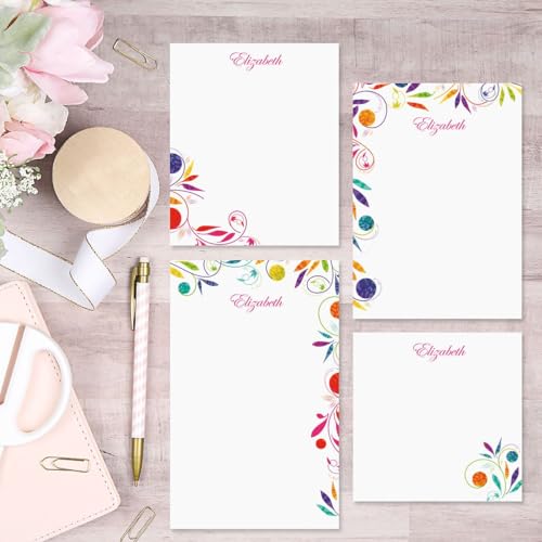 Current Color Swirl Personalized Notepad Set – Set of 4 100-Sheet Pads, Multiple Sizes, Great for Shopping Lists, Grocery Lists and Personalized Gifts, Printed in the USA - style: Color Swirl
