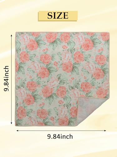 Luckyvestir Floral Pocket Squares for Men Cotton Flower Handkerchief Formal Wedding Party Graduation - color: Red White