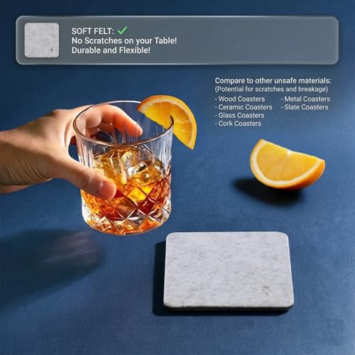 A&A Wonders Premium Felt Coasters for Drink, Two-Tone Reversible, Absorbent Felt Protects Furniture, Table, Anti Slip, Suitable for Drinks & All Table Types (Light Gray/Dark Gray, Square 12 Pack) - color: Light Gray/Dark Gray, size: Square 12 Pack
