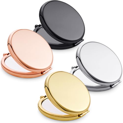 Compact Mirror for Purse, Metal Round Shell, Double-Sided 1X/12X Magnifying, Portable Travel Makeup Mirror, Mini Pocket Mirror, Mix, 4 Packs - color: Multi Color