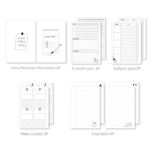 Monolike Little Doodle 4 Month Study Planner, Tools - Academic Planner, Weekly & Monthly Planner, Study plan - color: Little Doodle - Tools