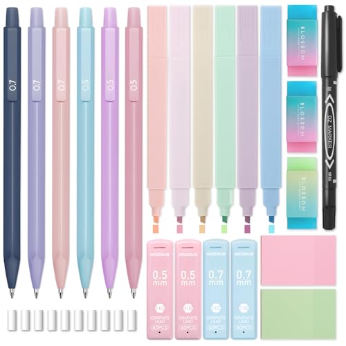 XKDOUS 23 Pcs Mechanical Pencil Set, Aesthetic Stationery Set for School - color: Multicolor,Black