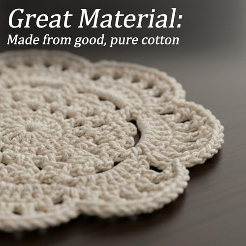 JJUNW 12 PCS Crochet Doilies, 4 Inch Round Lace Placemats for Cup Coasters