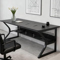 Small Computer Desk 55.1 Inch with Bookshelf Black - color: Black, size: 55.1" L x 19.7" W x 29.5" H