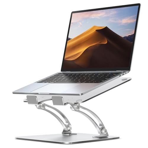 Nulaxy Ergonomic Adjustable Laptop Stand for Desk, Dual Foldable Computer Riser with Advanced Heat-Vent, Heavy-Duty Portable Notebook Holder for Posture Correction, Compatible with Mac 10-16" Laptops - color: A-Silver