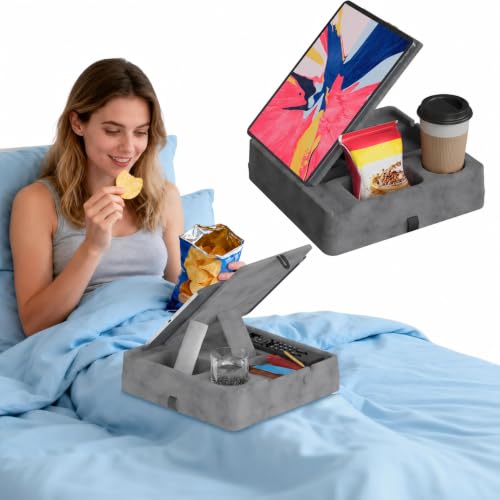 Tablet Pillow Stand with Storage for Bed, Lap, iPad and Kindle