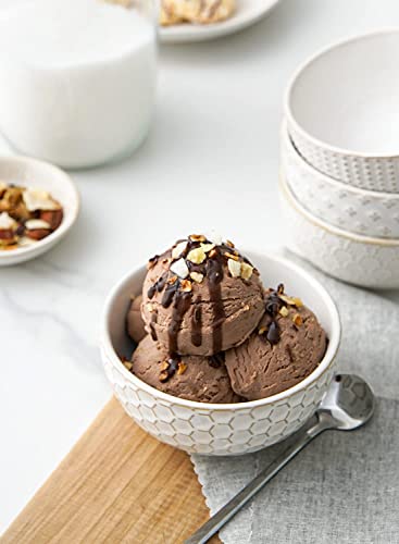 LE TAUCI Small Bowls 12 OZ, Ice Cream Bowl, Ceramic Embossment Stoneware Bowl, Bowls Set for Dessert, Fruits, Side Dishes, Suit For Housewarming - 4.5 Inch, Set of 4, Arctic white - size: 4.5 INCH
